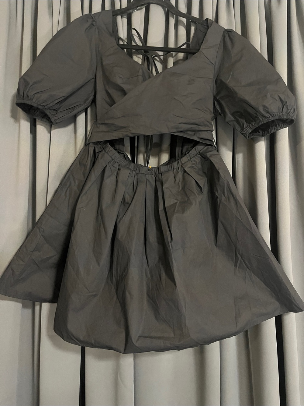 Lulu's Black Mini Dress with Puff Sleeves